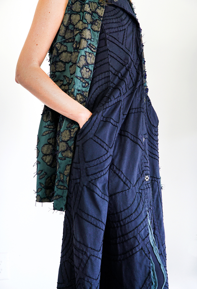 Alabama chanin womens drouble breasted embroidered dress 2