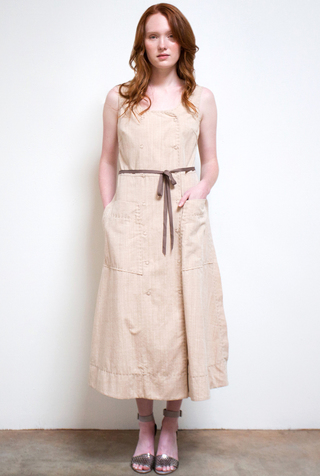 Alabama chanin double breasted pockets organic chambray dress 1
