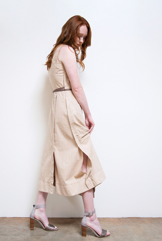 Alabama chanin double breasted pockets organic chambray dress 2