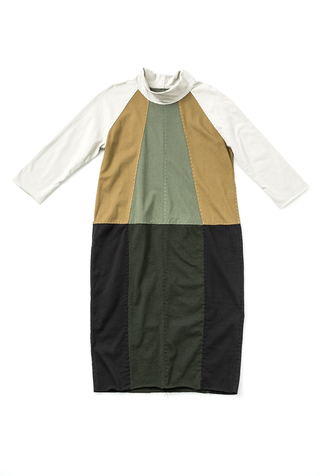 Fractal dress colorblock parchment ochre verdant forest black 28496 build a wardrobe 2019 abraham rowe 1