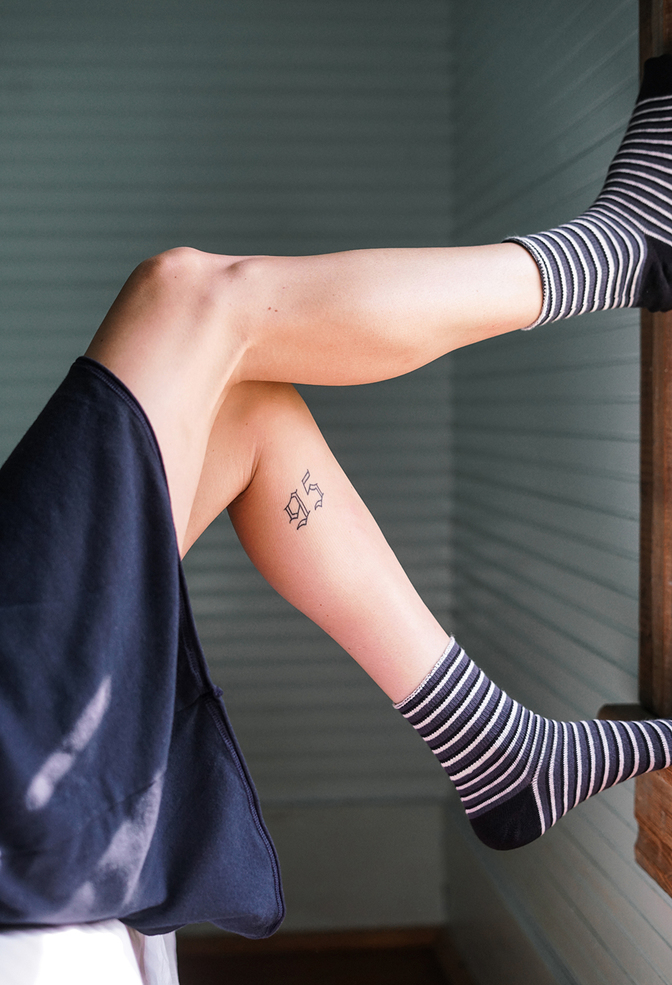Alabama chanin organic cotton stripe socks 5