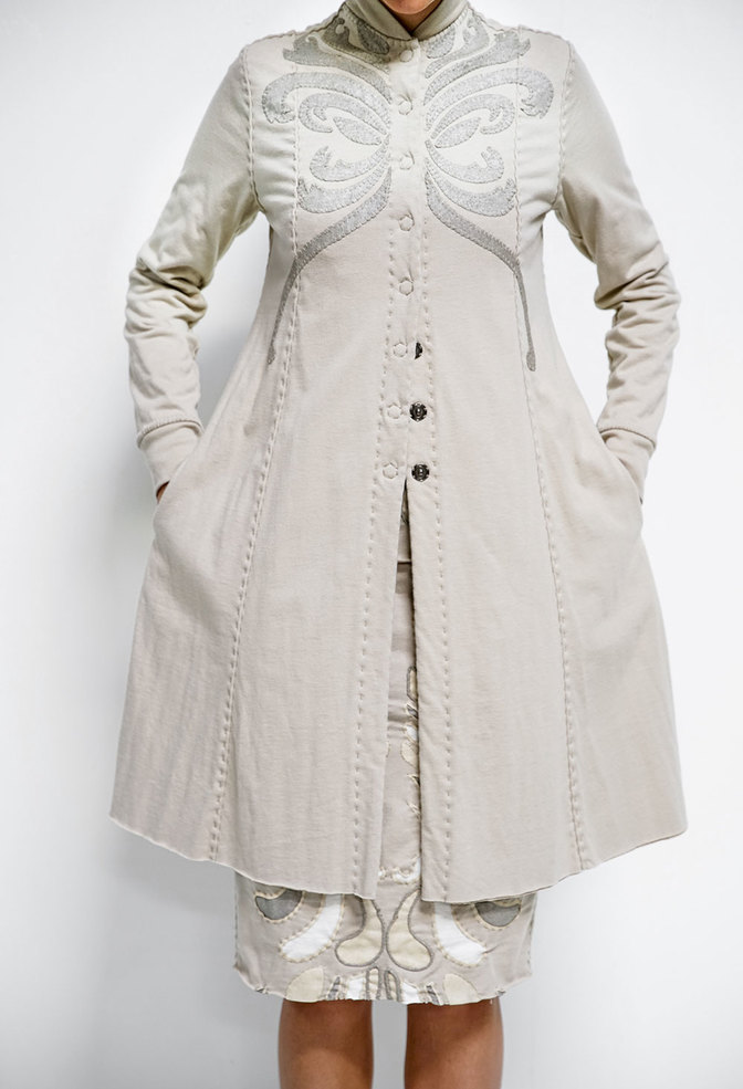 Alabama chanin viola appliqued swing coat 5