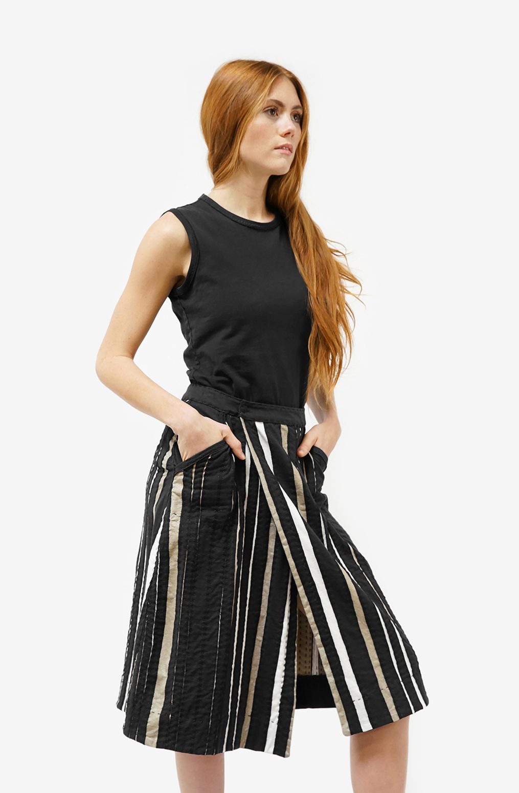 Alabama chanin womens striped wrap organic cotton skirt 3